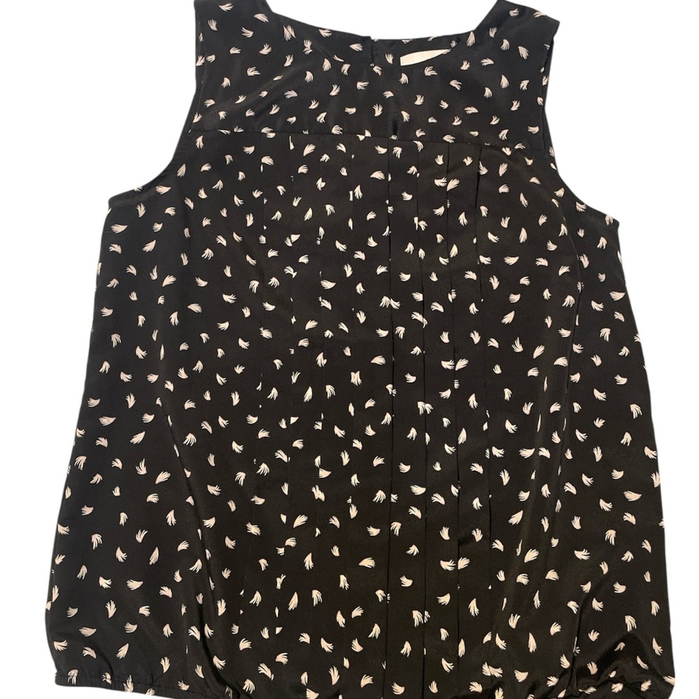 LOFT Black Sleeveless Blouse with White Accents